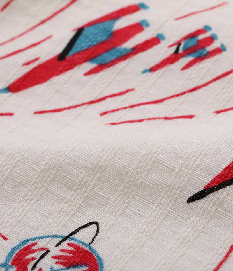 SH39087 / STAR OF HOLLY WOOD DOBBY COTTON OPEN SHIRT “SPACE SHIP”