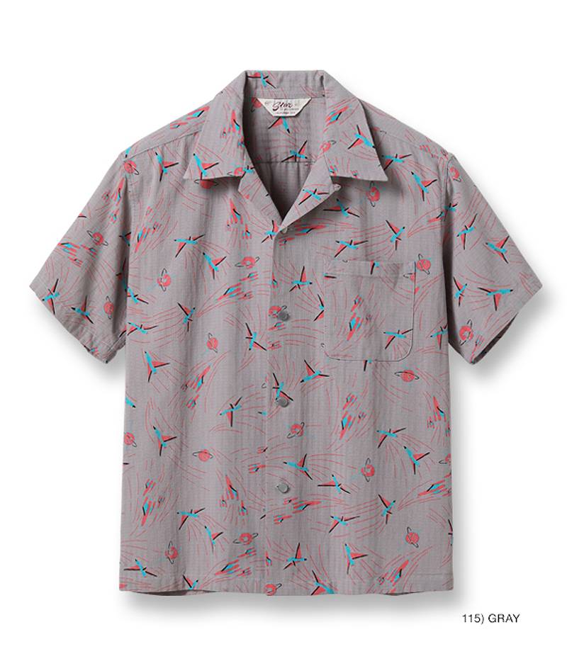 SH39087 / STAR OF HOLLY WOOD DOBBY COTTON OPEN SHIRT “SPACE SHIP”