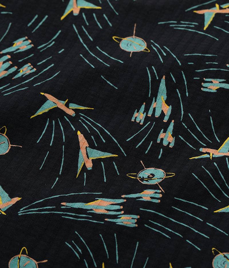 SH39087 / STAR OF HOLLY WOOD DOBBY COTTON OPEN SHIRT “SPACE SHIP”