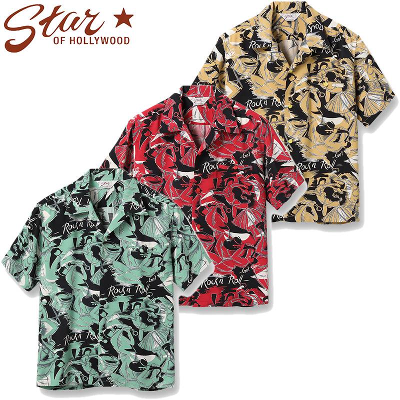 SH39090 / STAR OF HOLLY WOOD HIGH DENSITY RAYON OPEN SHIRT “ROCK 'N' ROLL”