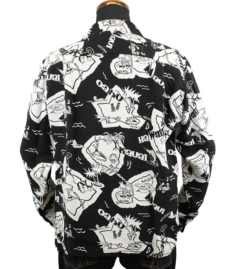 SS29002 / SUNSURF L/S RAYON HAWAIIAN SHIRT "SHOWING HAWAIIAN ISLAND
