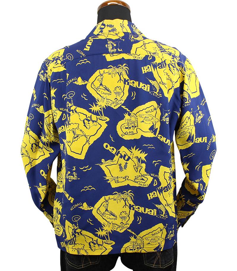 SS29002 / SUNSURF L/S RAYON HAWAIIAN SHIRT "SHOWING HAWAIIAN ISLAND