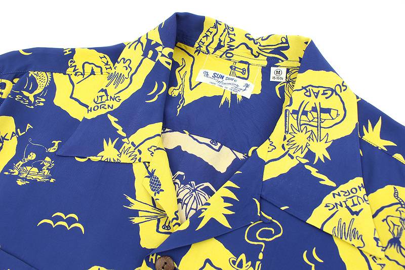 SS29002 / SUNSURF L/S RAYON HAWAIIAN SHIRT "SHOWING HAWAIIAN ISLAND