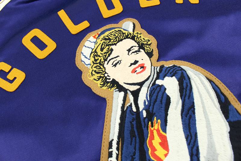 TMJ2303 / TOYS McCOY COTTON/RAYON SATEEN BASEBALL JACKET MARILYN MONROE " GOLDEN DRAGON "