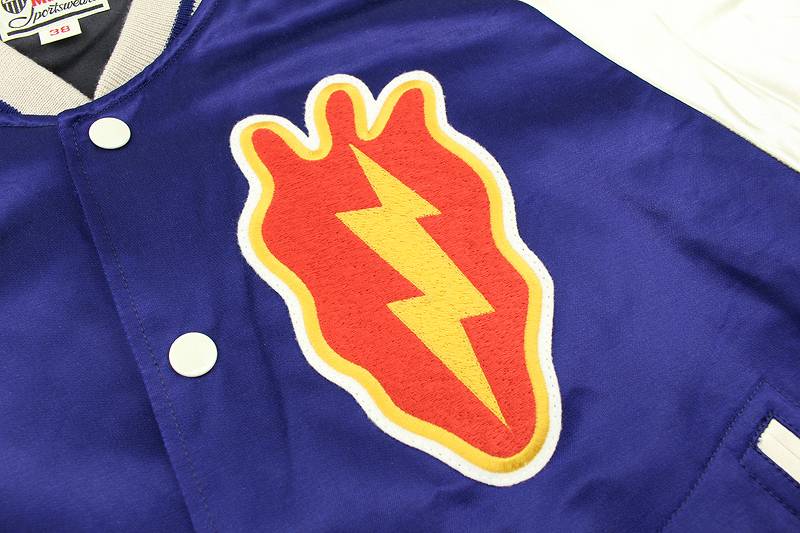 TMJ2303 / TOYS McCOY COTTON/RAYON SATEEN BASEBALL JACKET MARILYN MONROE " GOLDEN DRAGON "