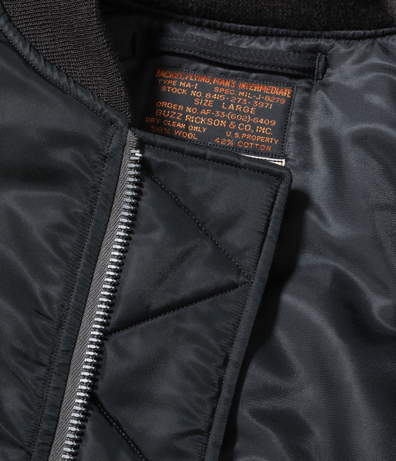 BR15772 / BUZZ RICKSON'S WILLIAM GIBSON COLLECTION Type BLACK MA-1 LONG MODEL “ALBERT TURNER & CO., INC. MODEL”