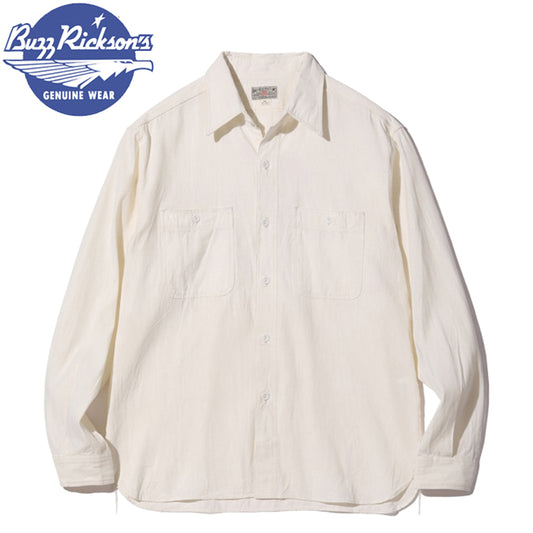 BR25996 / BUZZ RICKSON'S WHITE CHAMBRAY WORK SHIRT (LONG SLEEVE)