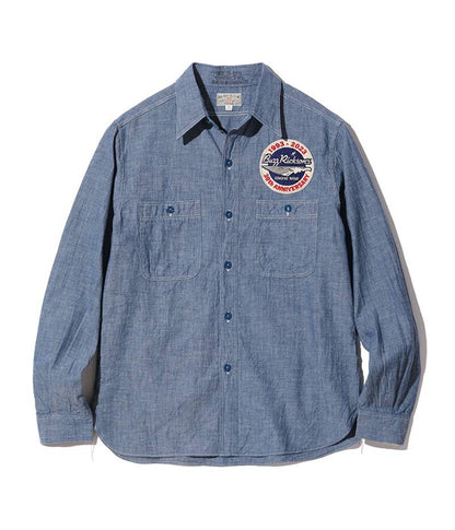 BR29184 / BUZZ RICKSON'S BLUE CHAMBRAY WORK SHIRTS “BUZZ RICKSON'S 30th ANNIVERSARY MODEL WITH EMBROIDERED”