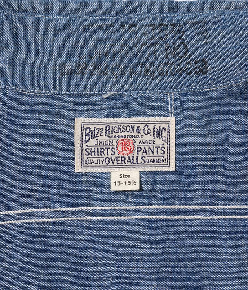 BR29184 / BUZZ RICKSON'S BLUE CHAMBRAY WORK SHIRTS “BUZZ RICKSON'S 30th ANNIVERSARY MODEL WITH EMBROIDERED”