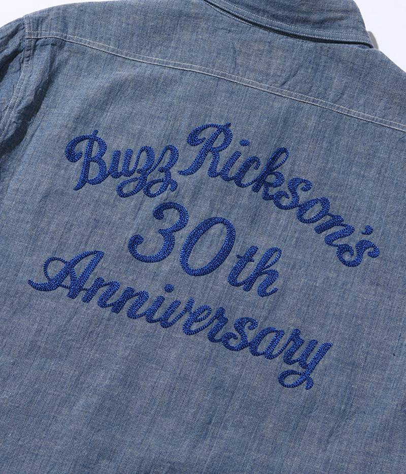 BR29184 / BUZZ RICKSON'S BLUE CHAMBRAY WORK SHIRTS “BUZZ RICKSON'S 30th ANNIVERSARY MODEL WITH EMBROIDERED”