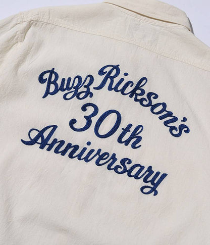 BR29185 / BUZZ RICKSON'S WHITE CHAMBRAY WORK SHIRTS “BUZZ RICKSON'S 30th ANNIVERSARY MODEL WITH EMBROIDERED”
