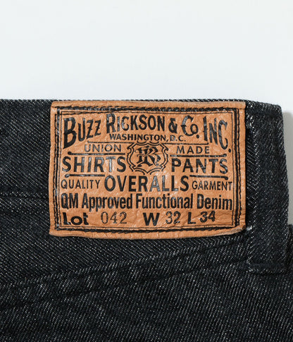 BR43042 / BUZZ RICKSON'S WORLD WAR II BLACK DENIM WAIST OVERALLS