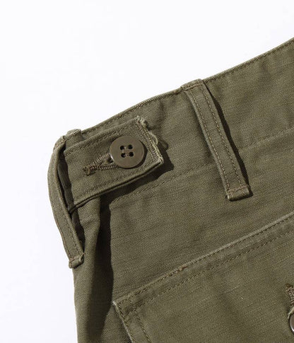 BR51735 /BUZZ RICKSON'S TROUSERS, MEN'S, COTTON SATEEN OLIVE GREEN QM SHADE 107, TYPE-I, CLASS SHORTS
