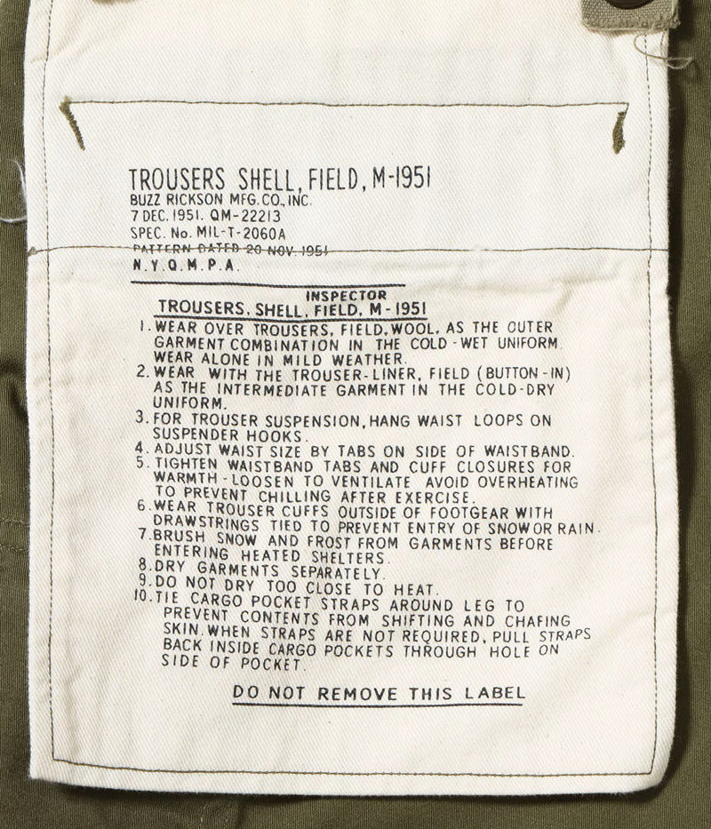 BR52661 / BUZZ RICKSON'S TROUSERS, SHELL, FIELD, M-51 SHORTS
