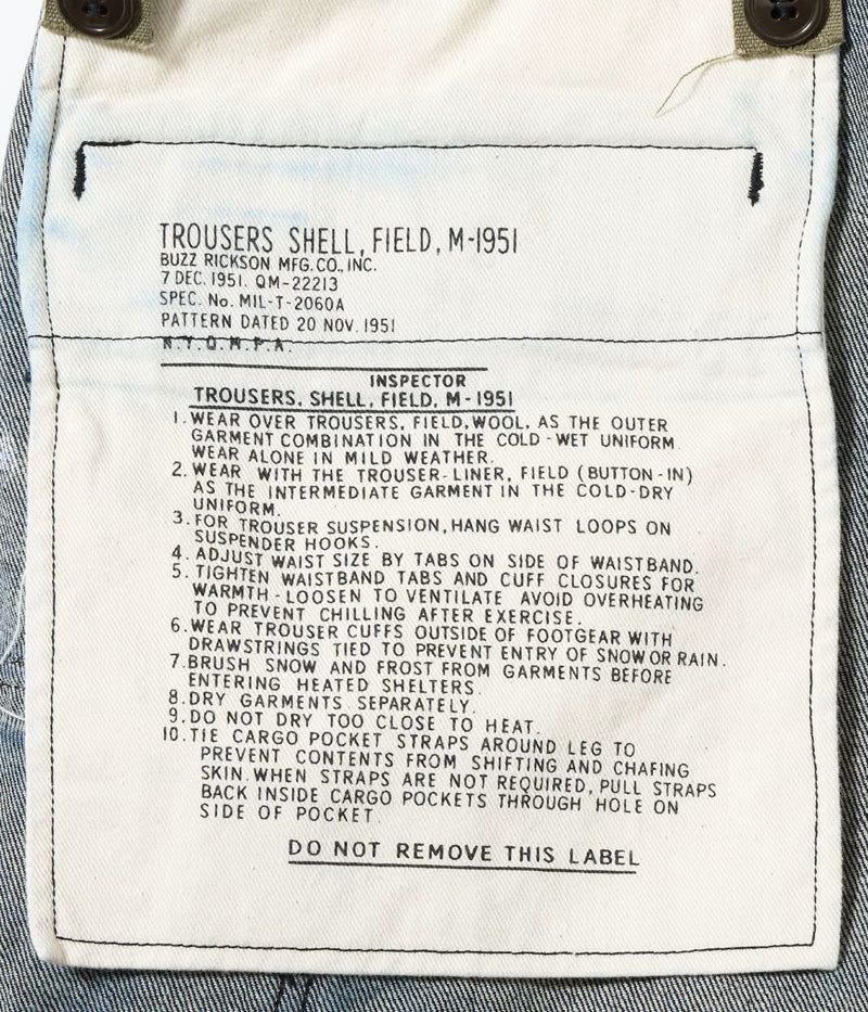 BR52662 / BUZZ RICKSON'S TROUSERS, SHELL, FIELD, M-51 SHORTS DENIM CIVILIAN MODEL