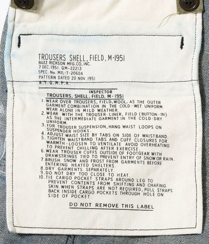 BR52662 / BUZZ RICKSON'S TROUSERS, SHELL, FIELD, M-51 SHORTS DENIM CIVILIAN MODEL