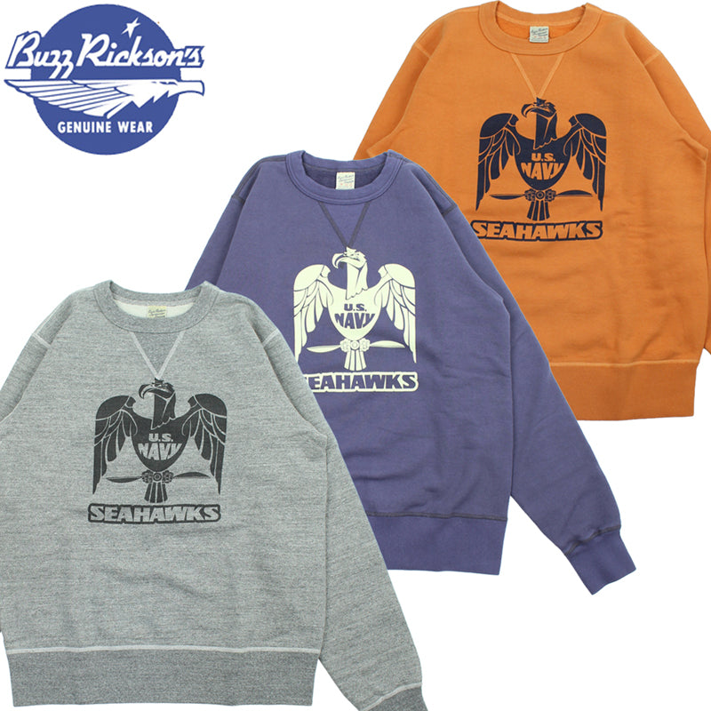 BR69631 / BUZZ RICKSON'S SET-IN CREW NECK SWEAT SHIRTS "U.S.NAVY SEAHAWKS"