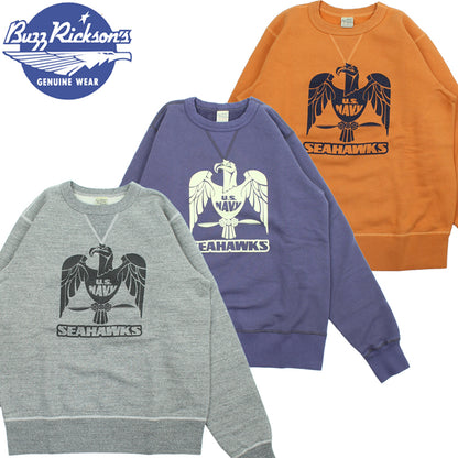 BR69631 / BUZZ RICKSON'S SET-IN CREW NECK SWEAT SHIRTS "U.S.NAVY SEAHAWKS"