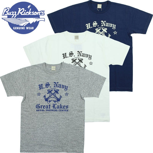 BR79727 / BUZZ RICKSON'S SLUB YARN PRINT TEE "USN GREAT LAKES"