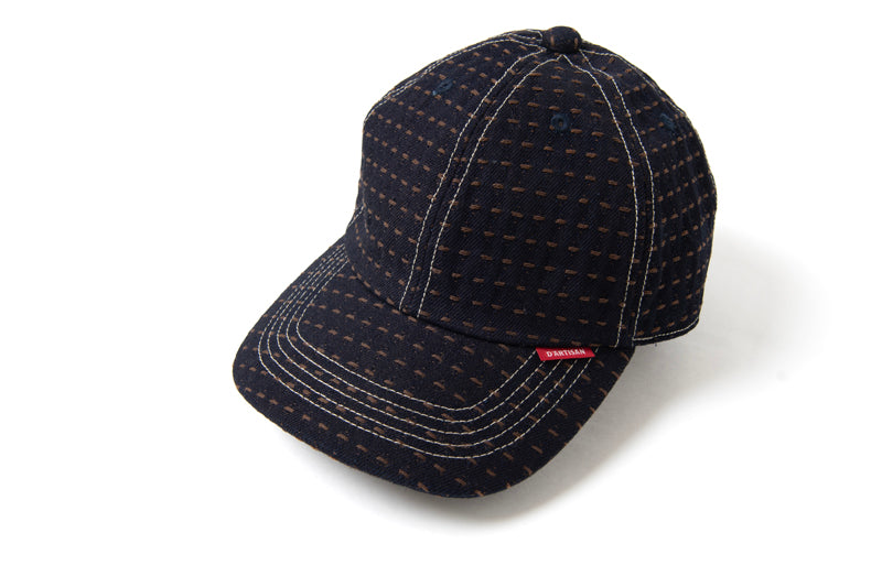 D7578 / STUDIO D'ARTISAN KAKI-SHIBU SASHIKO DENIM CAP