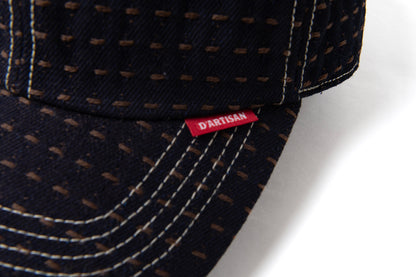D7578 / STUDIO D'ARTISAN KAKI-SHIBU SASHIKO DENIM CAP