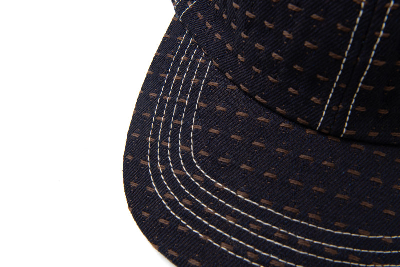 D7578 / STUDIO D'ARTISAN KAKI-SHIBU SASHIKO DENIM CAP