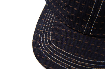 D7578 / STUDIO D'ARTISAN KAKI-SHIBU SASHIKO DENIM CAP