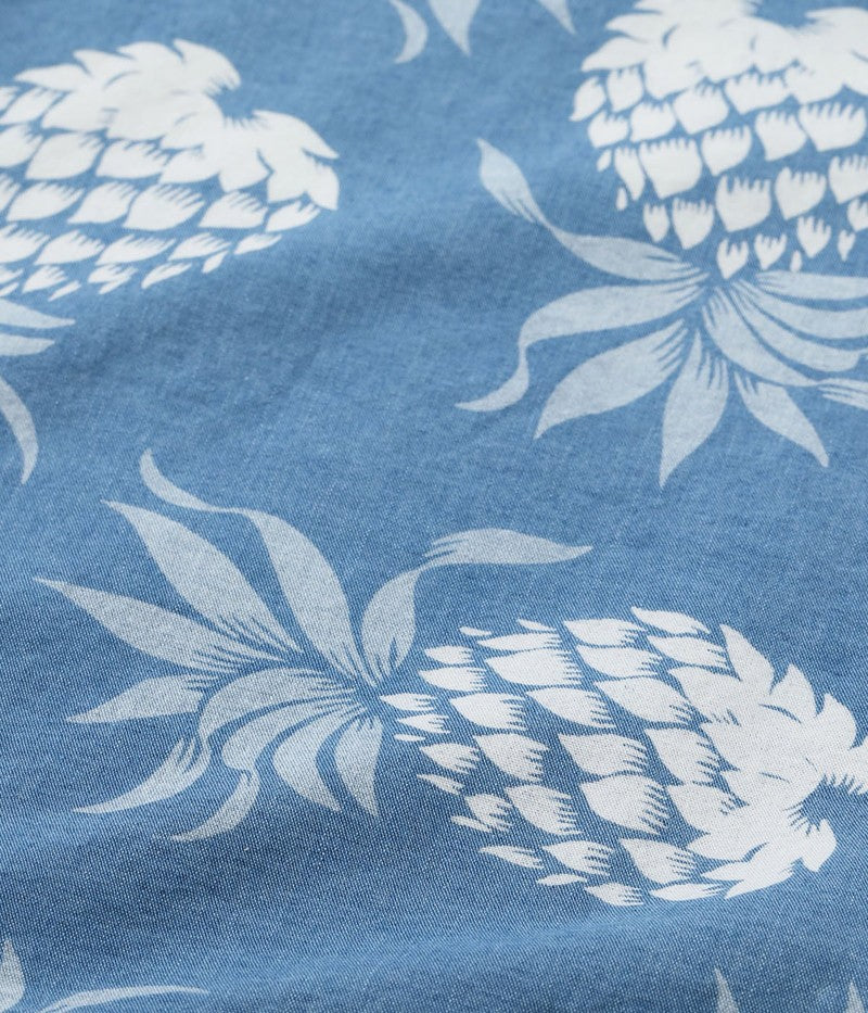 DK39045 / SUNSURF DUKE KAHANAMOKU INDIGO COTTON HAWAIIAN SHIRT “DUKE'S PINEAPPLE”