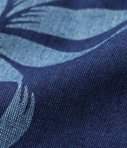 DK39045 / SUNSURF DUKE KAHANAMOKU INDIGO COTTON HAWAIIAN SHIRT “DUKE'S PINEAPPLE”