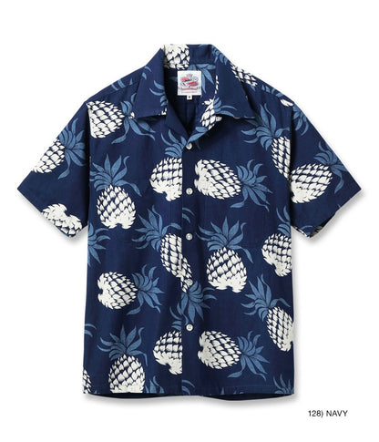 DK39045 / SUNSURF DUKE KAHANAMOKU INDIGO COTTON HAWAIIAN SHIRT “DUKE'S PINEAPPLE”