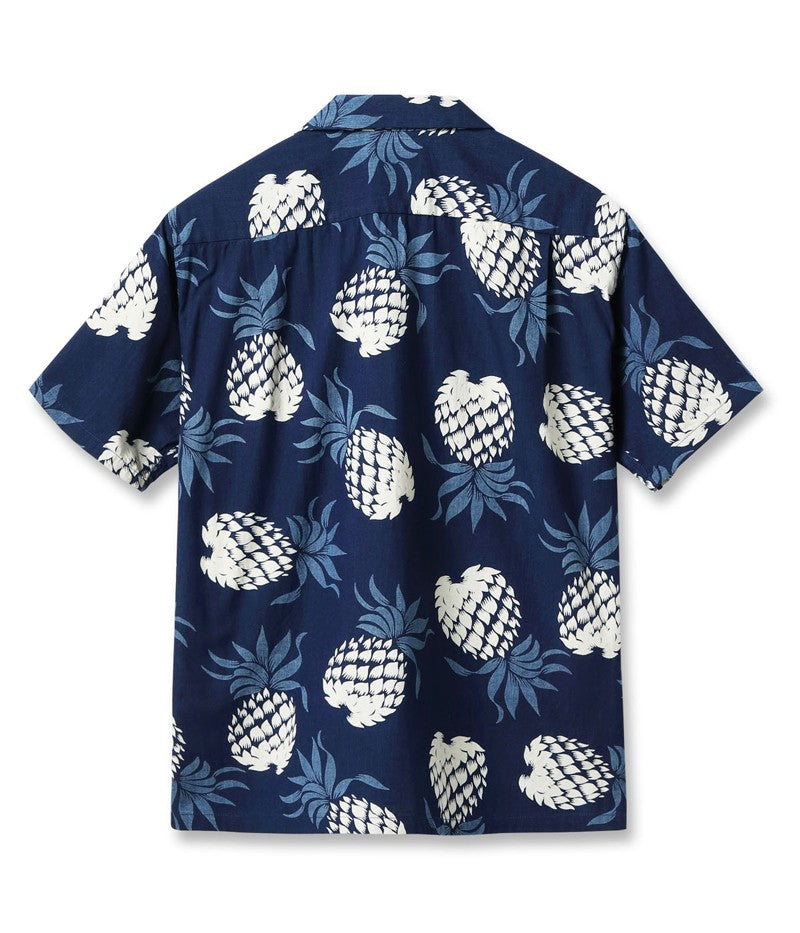 DK39045 / SUNSURF DUKE KAHANAMOKU INDIGO COTTON HAWAIIAN SHIRT “DUKE'S PINEAPPLE”