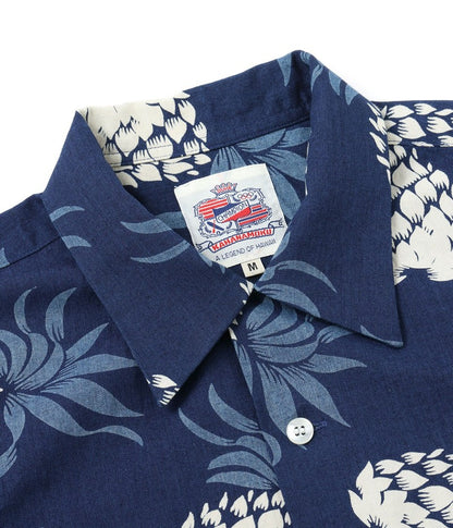 DK39045 / SUNSURF DUKE KAHANAMOKU INDIGO COTTON HAWAIIAN SHIRT “DUKE'S PINEAPPLE”