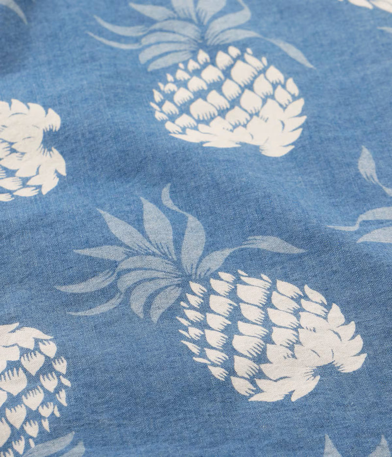 DK39641 / SUNSURF DUKE KAHANAMOKU INDIGO COTTON HAWAIIAN SHIRT “DUKE'S PINEAPPLE”