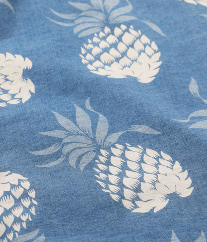 DK39641 / SUNSURF DUKE KAHANAMOKU INDIGO COTTON HAWAIIAN SHIRT “DUKE'S PINEAPPLE”