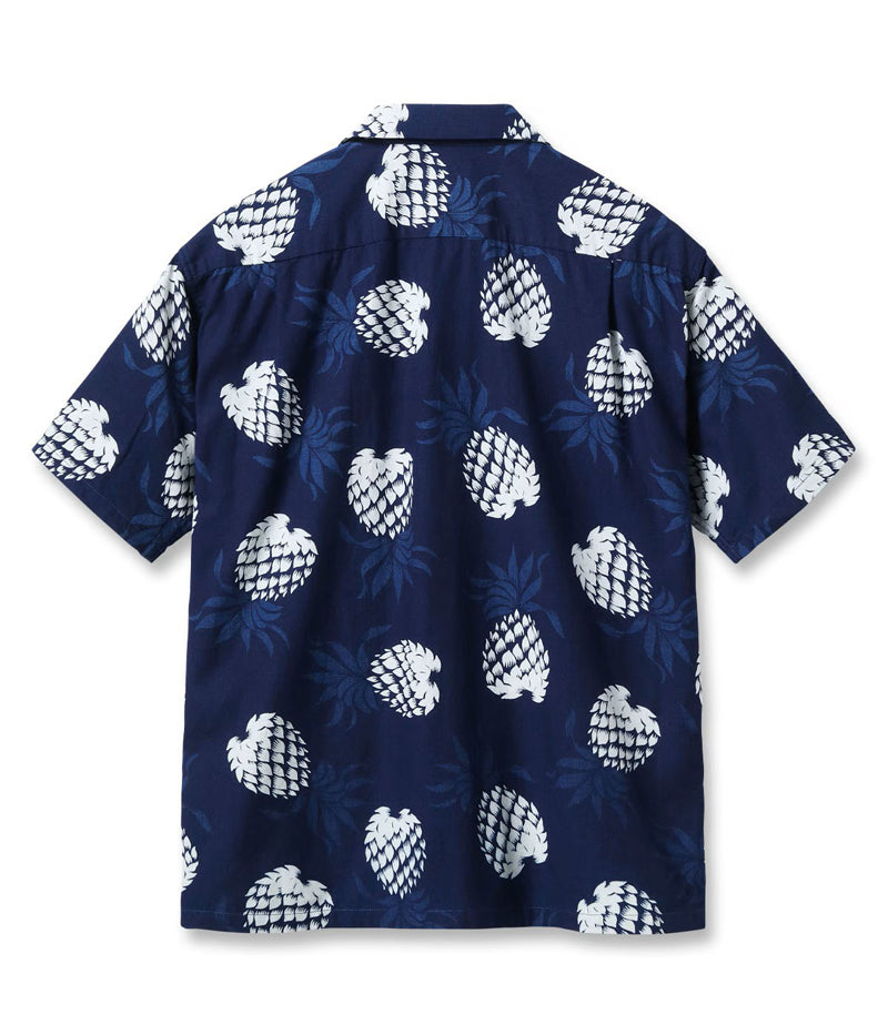 DK39641 / SUNSURF DUKE KAHANAMOKU INDIGO COTTON HAWAIIAN SHIRT “DUKE'S PINEAPPLE”