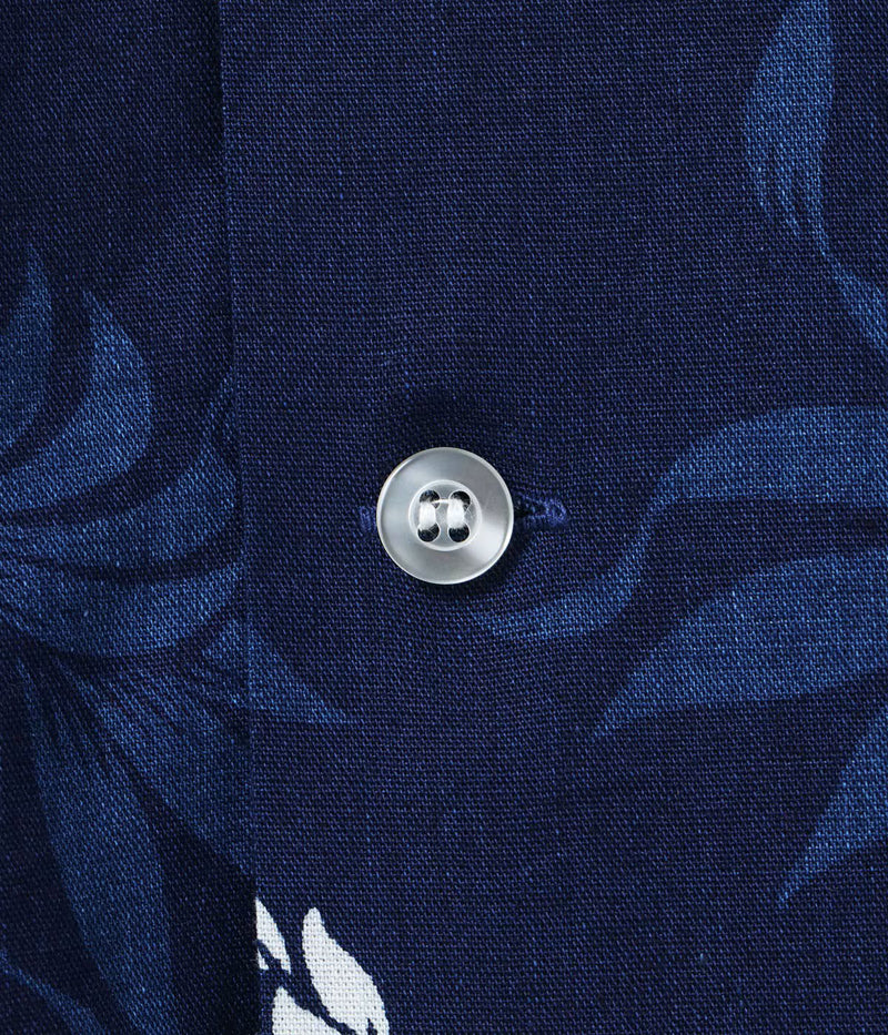 DK39641 / SUNSURF DUKE KAHANAMOKU INDIGO COTTON HAWAIIAN SHIRT “DUKE'S PINEAPPLE”
