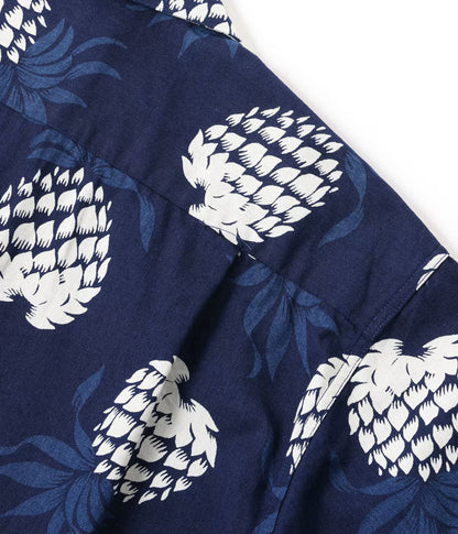 DK39641 / SUNSURF DUKE KAHANAMOKU INDIGO COTTON HAWAIIAN SHIRT “DUKE'S PINEAPPLE”
