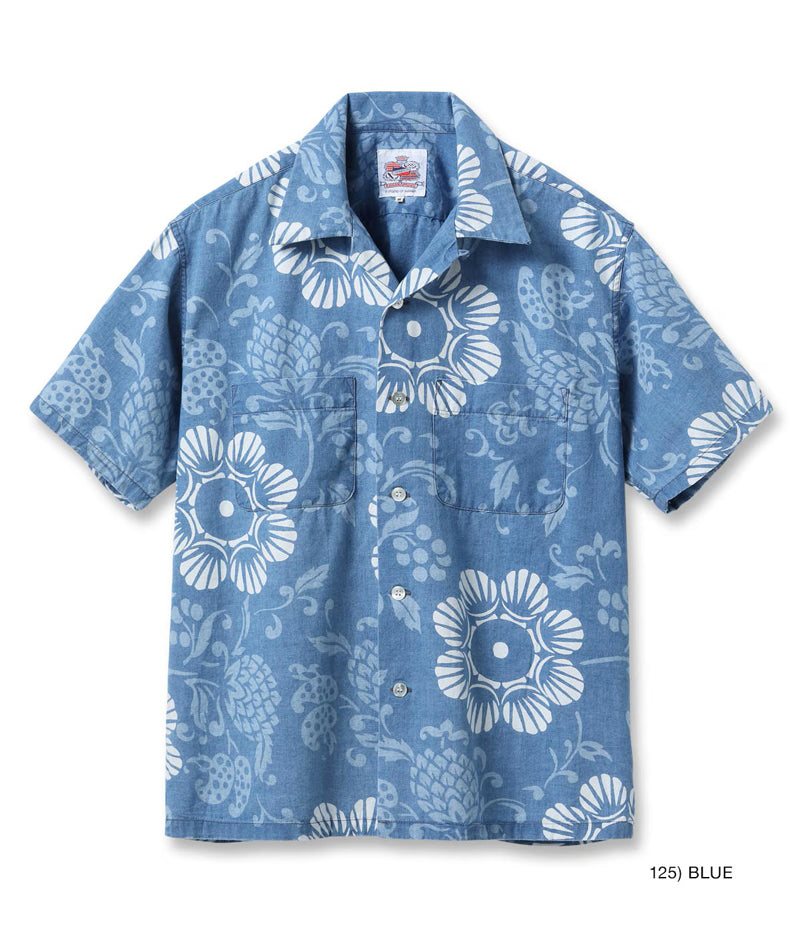 DK39642 / SUNSURF DUKE KAHANAMOKU INDIGO COTTON HAWAIIAN SHIRT “DUKE'S PALEU”