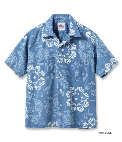 DK39642 / SUNSURF DUKE KAHANAMOKU INDIGO COTTON HAWAIIAN SHIRT “DUKE'S PALEU”