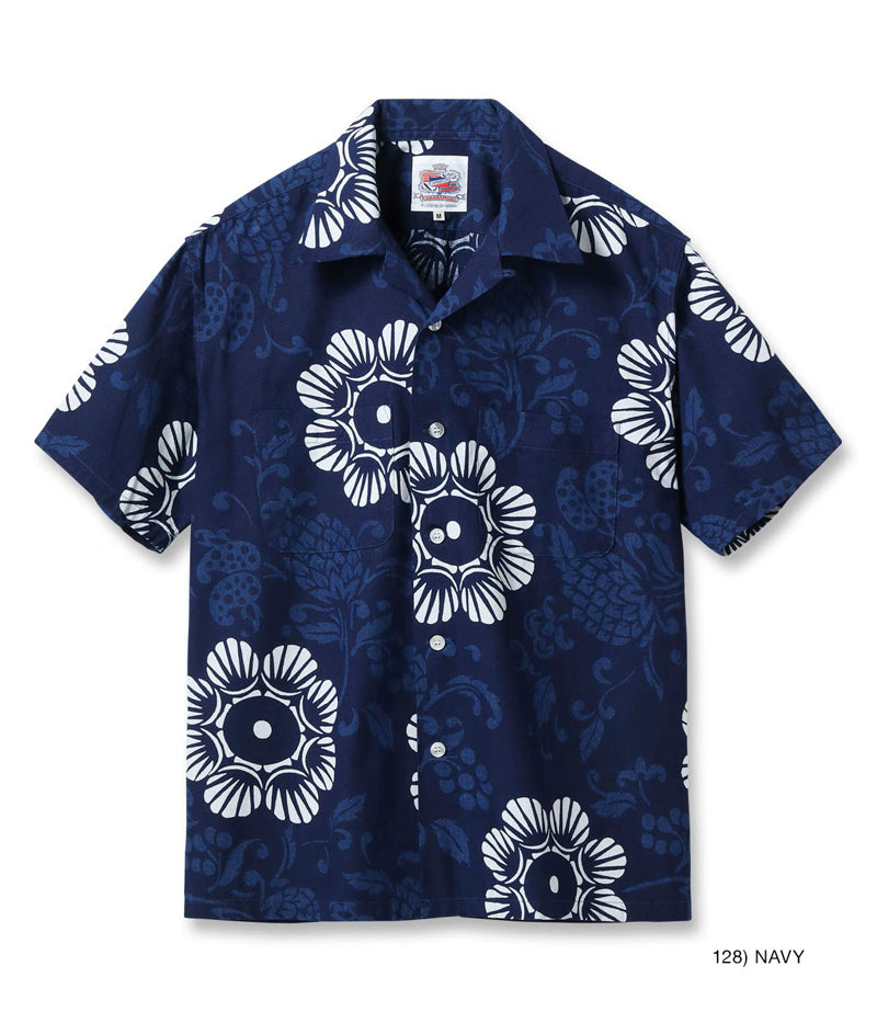 DK39642 / SUNSURF DUKE KAHANAMOKU INDIGO COTTON HAWAIIAN SHIRT “DUKE'S PALEU”