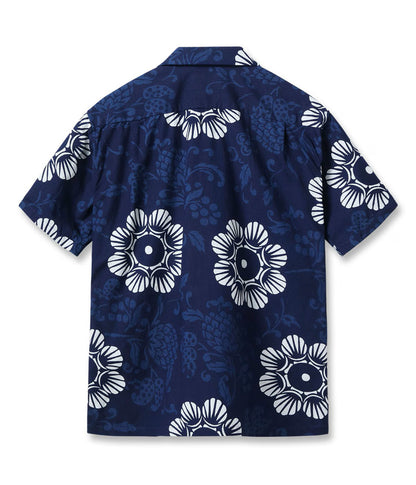 DK39642 / SUNSURF DUKE KAHANAMOKU INDIGO COTTON HAWAIIAN SHIRT “DUKE'S PALEU”