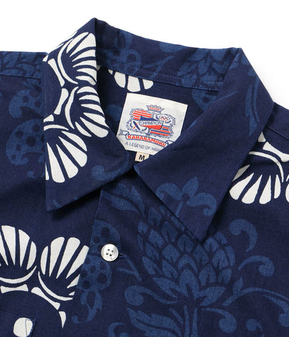 DK39642 / SUNSURF DUKE KAHANAMOKU INDIGO COTTON HAWAIIAN SHIRT “DUKE'S PALEU”