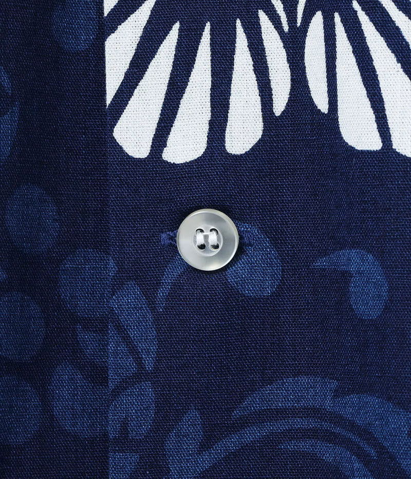 DK39642 / SUNSURF DUKE KAHANAMOKU INDIGO COTTON HAWAIIAN SHIRT “DUKE'S PALEU”