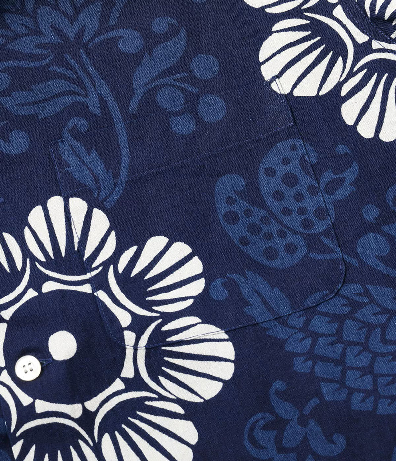 DK39642 / SUNSURF DUKE KAHANAMOKU INDIGO COTTON HAWAIIAN SHIRT “DUKE'S PALEU”