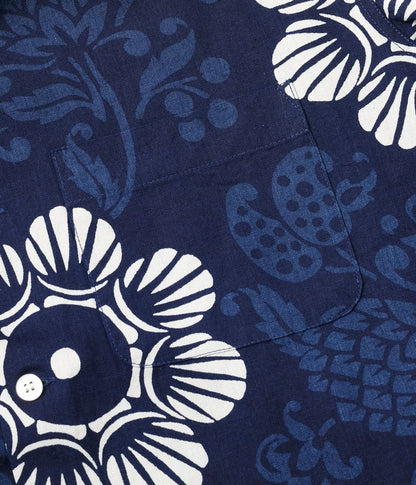 DK39642 / SUNSURF DUKE KAHANAMOKU INDIGO COTTON HAWAIIAN SHIRT “DUKE'S PALEU”