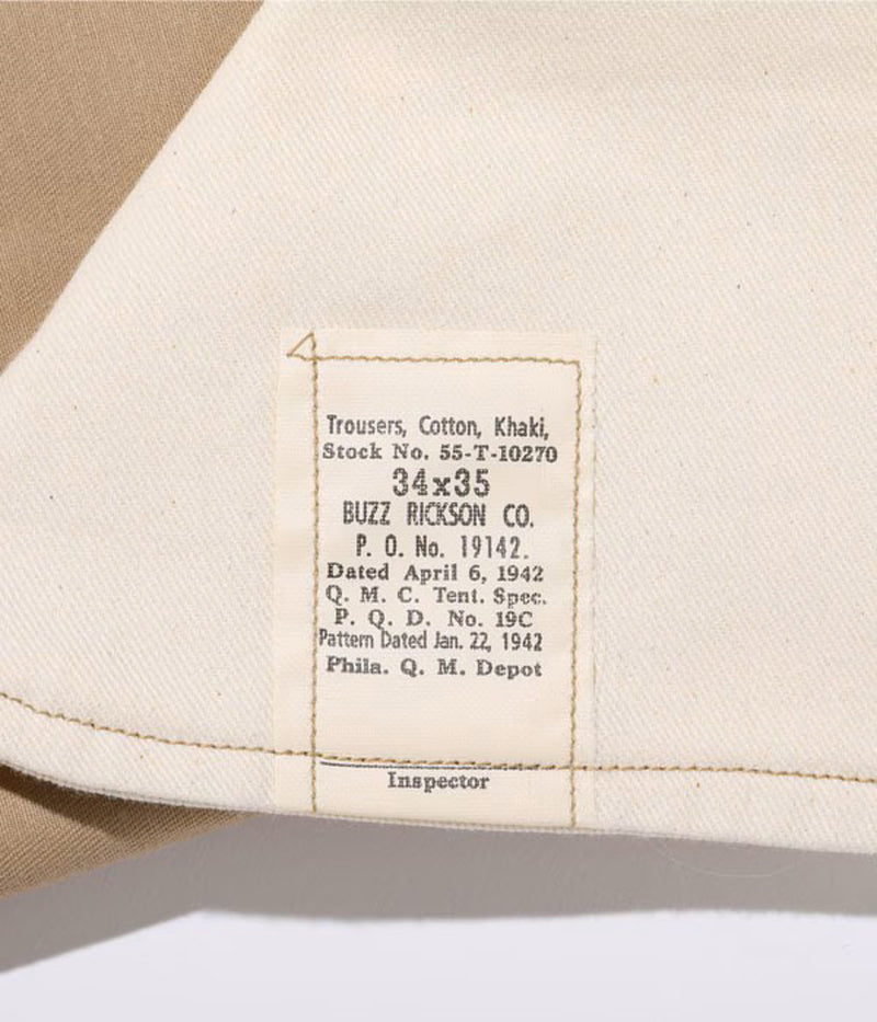 M43036 / BUZZ RICKSON'S EARLY MILITARY CHINOS 1942 MODEL (ONE WASH)