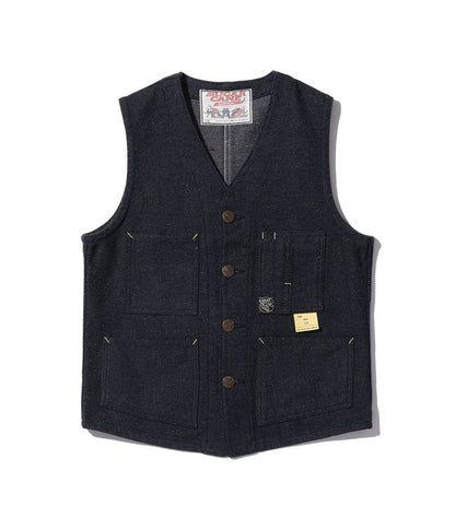 SC15446 / SUGAR CANE FICTION ROMANCE 13.7oz. INDIGO NEP DENIM WORK VEST