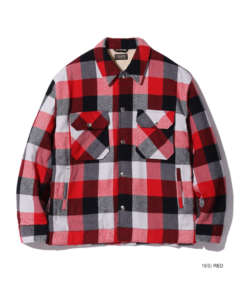 SC15448 / SUGAR CANE 3-COLOR BLOCK CHECK HEAVY FLANNEL CPO JACKET