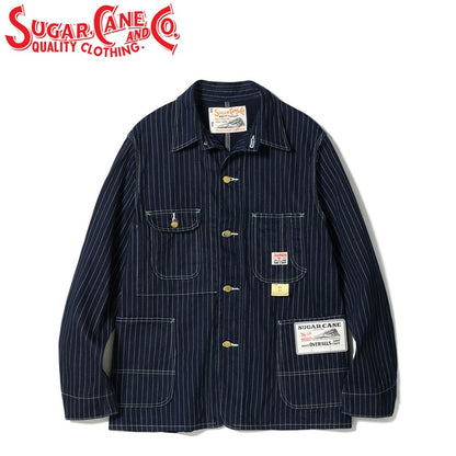 SC15658 / SUGAR CANE 9oz. WABASH STRIPE WORK COAT