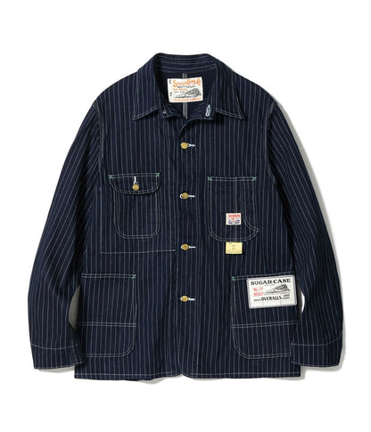 SC15658 / SUGAR CANE 9oz. WABASH STRIPE WORK COAT